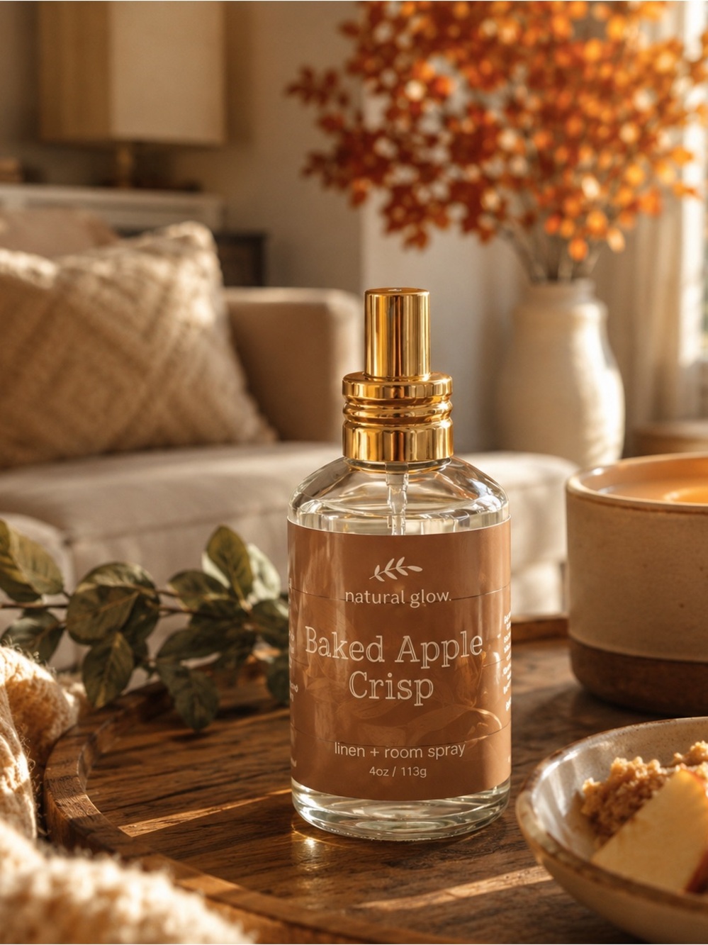 Natural Glow Baked Apple Crisp Linen & Room Spray - Warm Brown